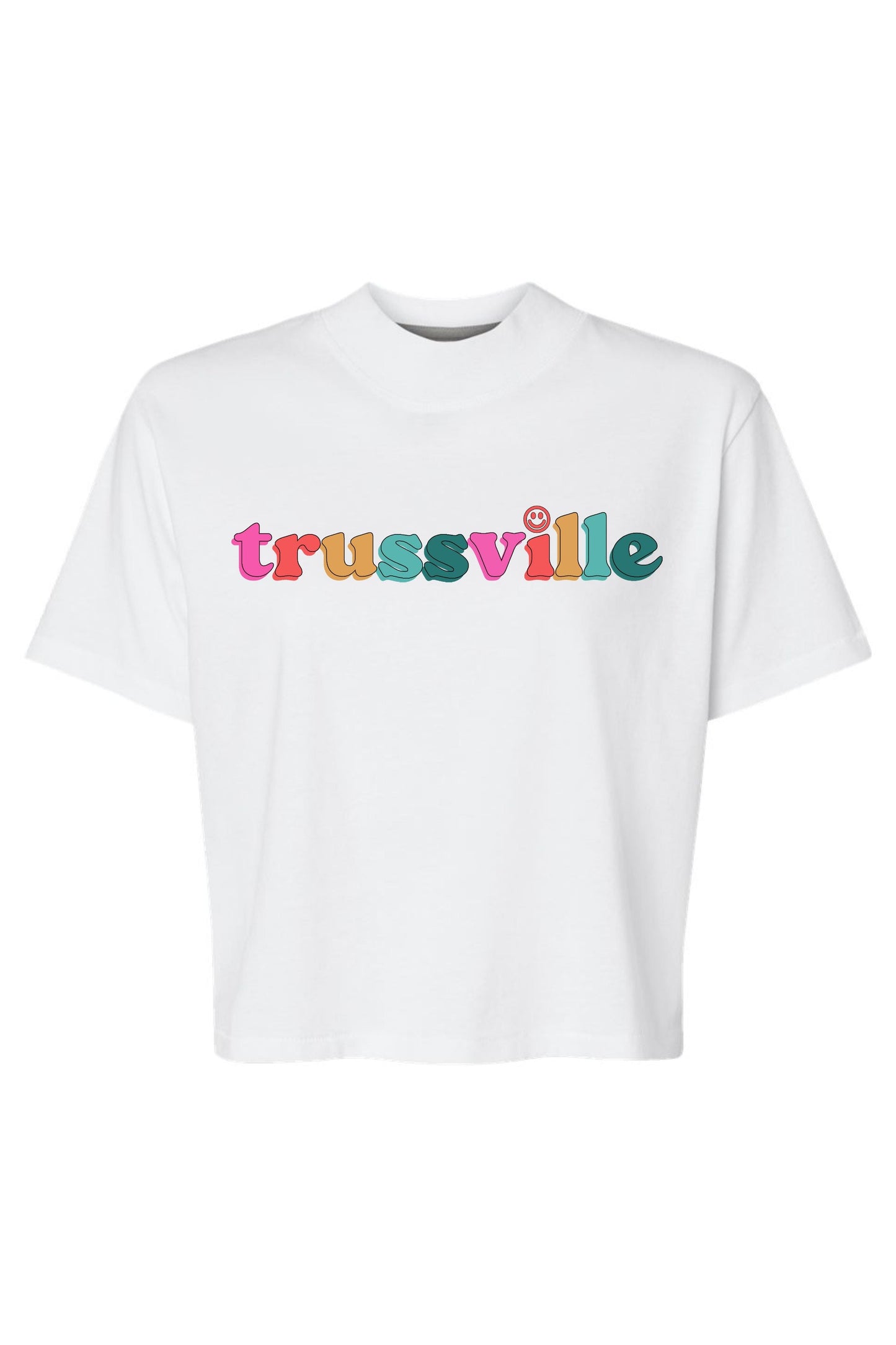 Trussville Multi Smiley | Mom Crop Tee-Cropped Tees-Sister Shirts-Sister Shirts, Cute & Custom Tees for Mama & Littles in Trussville, Alabama.