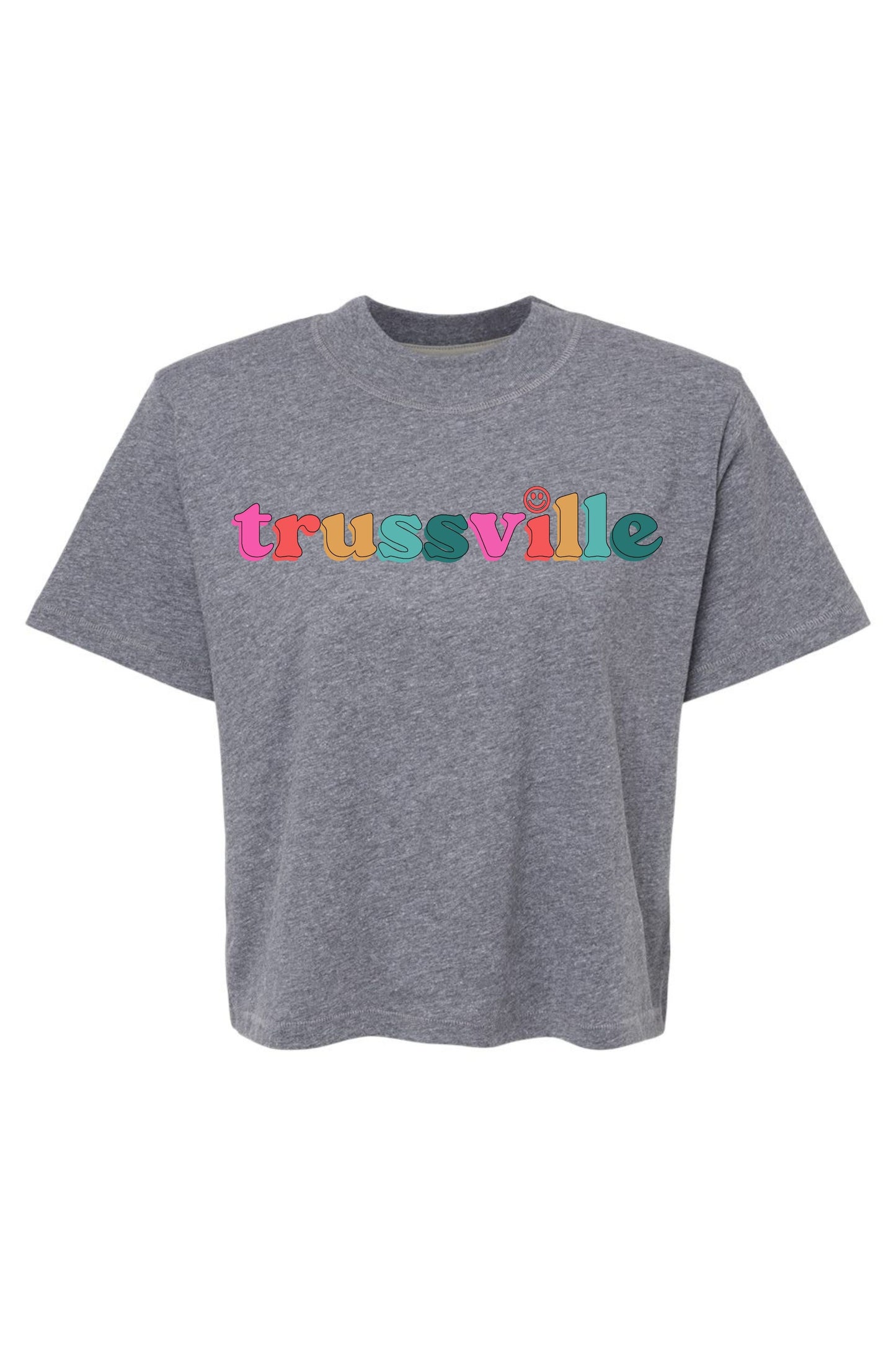 Trussville Multi Smiley | Mom Crop Tee-Cropped Tees-Sister Shirts-Sister Shirts, Cute & Custom Tees for Mama & Littles in Trussville, Alabama.