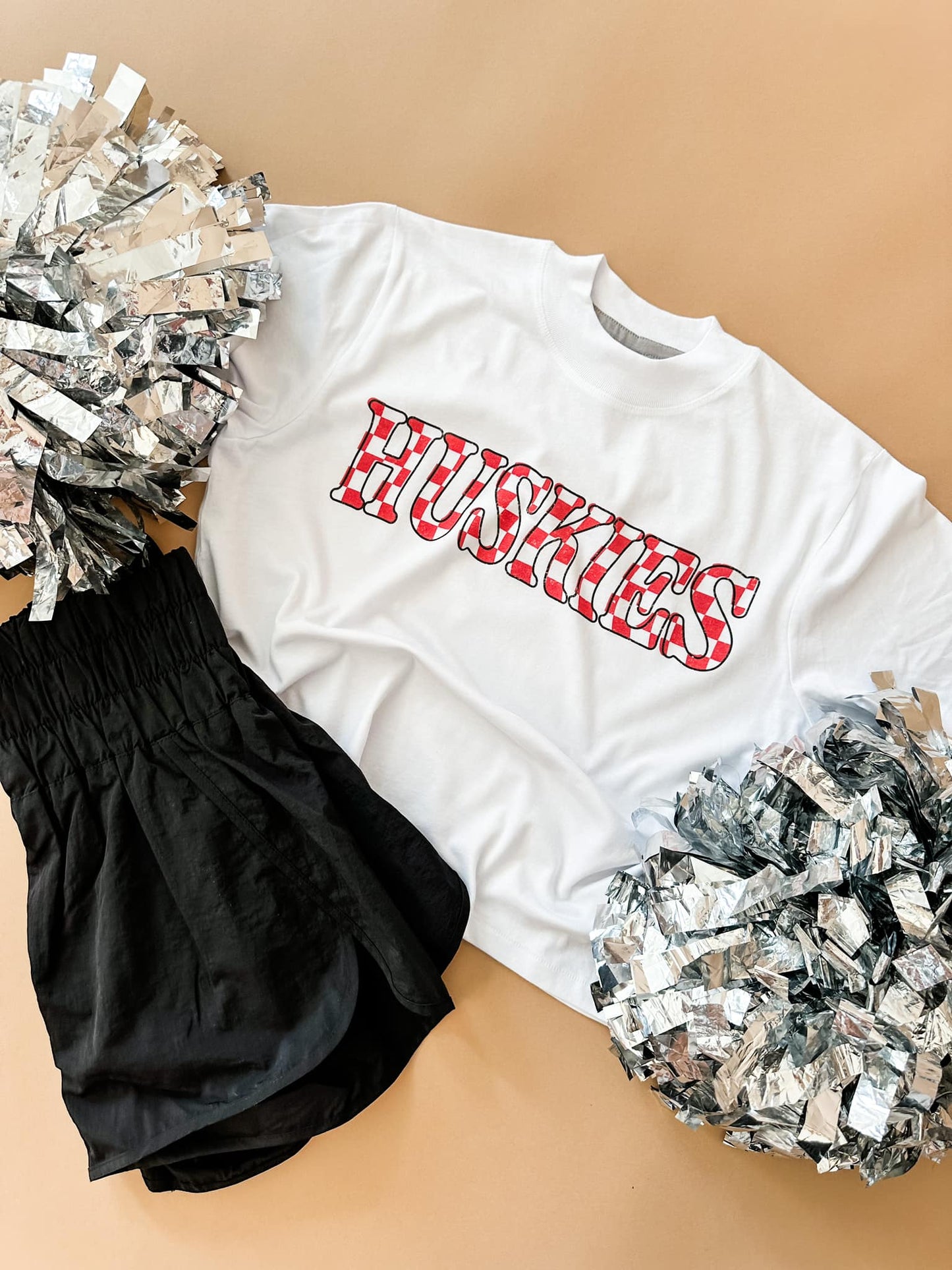 Huskies Checkered | Mom Crop Tee-Cropped Tees-Sister Shirts-Sister Shirts, Cute & Custom Tees for Mama & Littles in Trussville, Alabama.