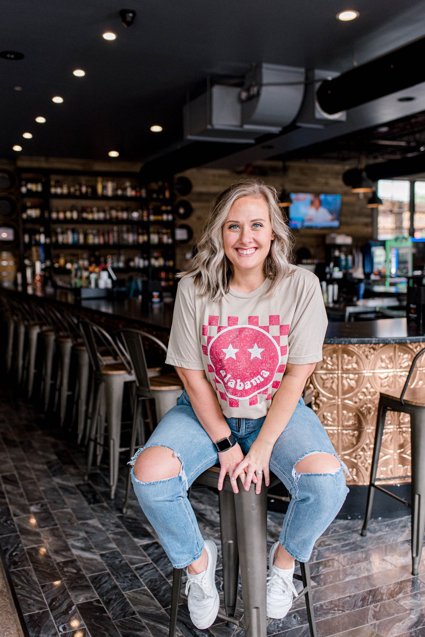 Alabama Happy Checkered | Adult Tee-Adult Tee-Sister Shirts-Sister Shirts, Cute & Custom Tees for Mama & Littles in Trussville, Alabama.
