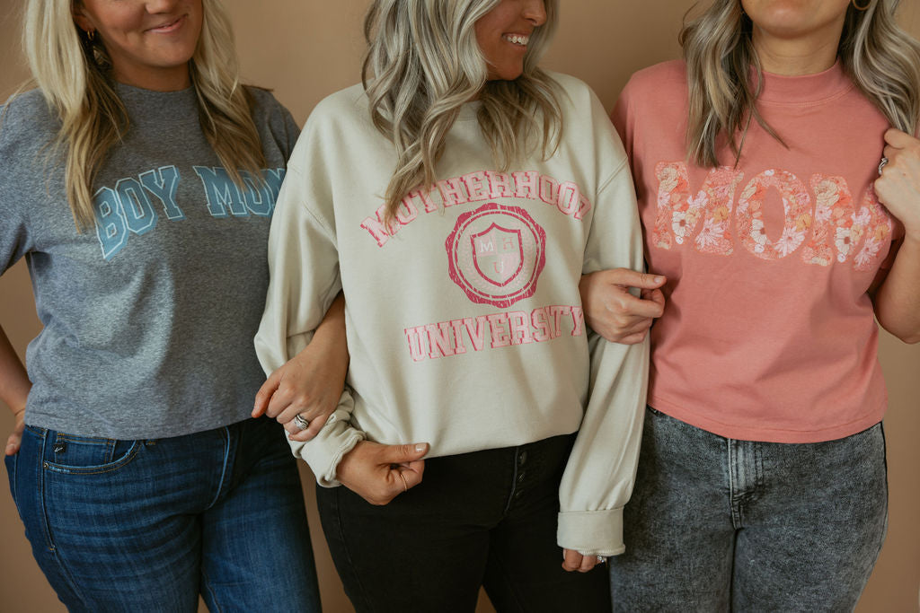 Motherhood University | Pullover | Adults-Adult Pullover-Sister Shirts-Sister Shirts, Cute & Custom Tees for Mama & Littles in Trussville, Alabama.
