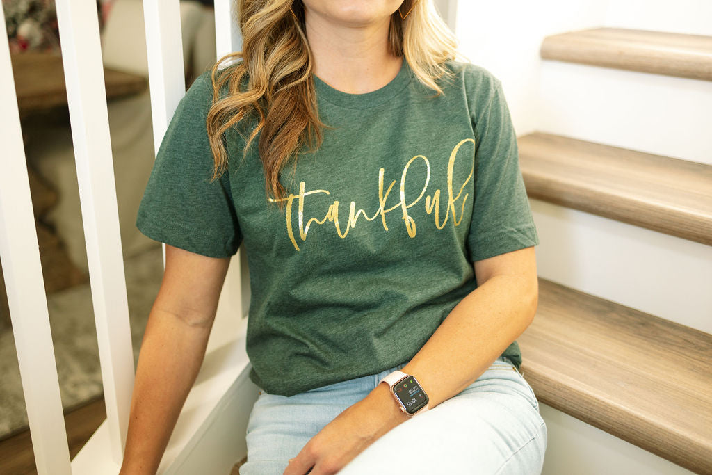 Thankful Gold Foil | Adult Tee-Adult Tee-Sister Shirts-Sister Shirts, Cute & Custom Tees for Mama & Littles in Trussville, Alabama.