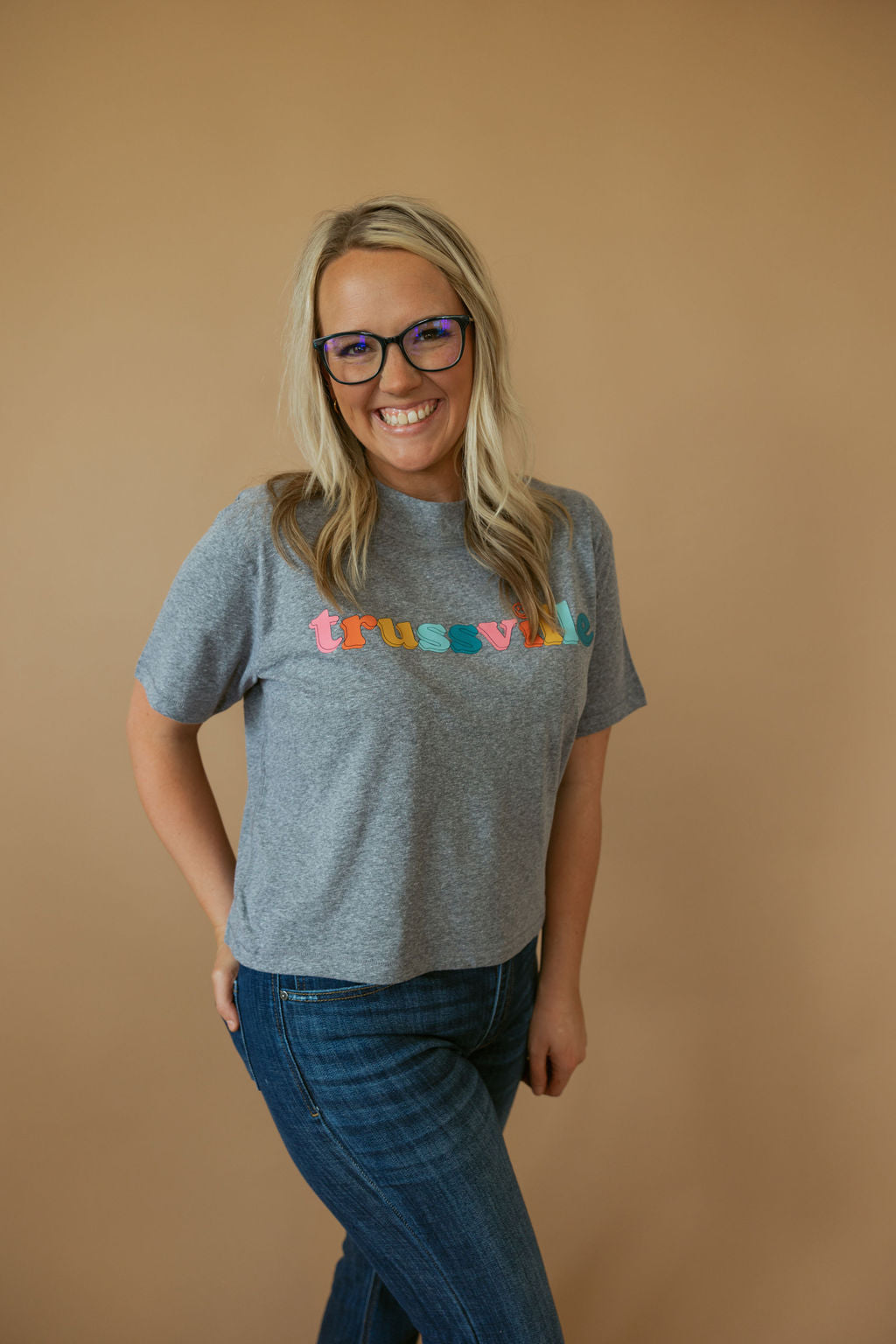 Trussville Multi Smiley | Mom Crop Tee-Cropped Tees-Sister Shirts-Sister Shirts, Cute & Custom Tees for Mama & Littles in Trussville, Alabama.