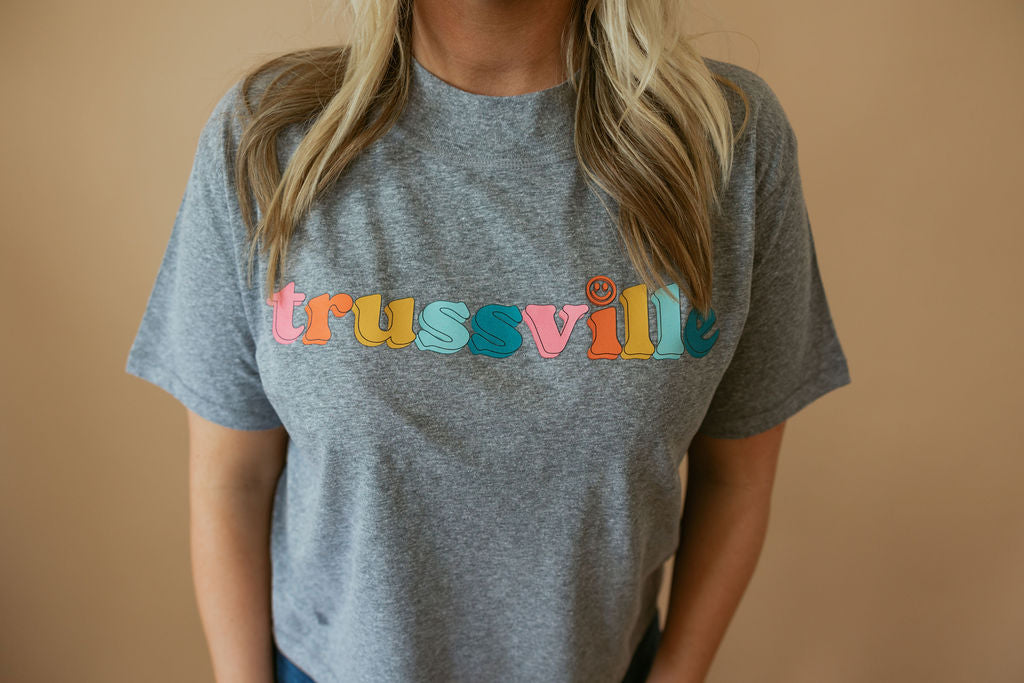 Trussville Multi Smiley | Mom Crop Tee-Cropped Tees-Sister Shirts-Sister Shirts, Cute & Custom Tees for Mama & Littles in Trussville, Alabama.
