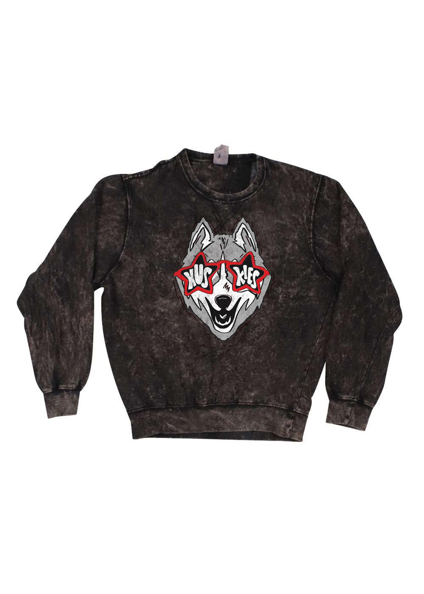 Huskies Glasses | Adult Mineral Wash Pullover-Adult Pullover-Sister Shirts-Sister Shirts, Cute & Custom Tees for Mama & Littles in Trussville, Alabama.