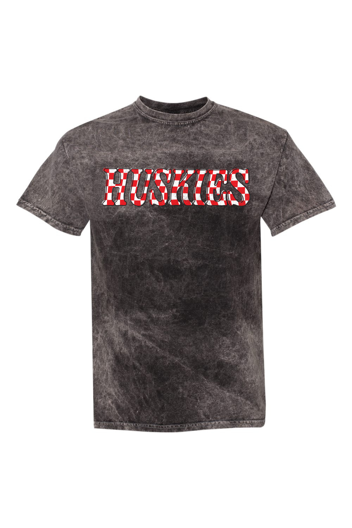 Huskies Checkered | Adult Mineral Wash Tee-Adult Tee-Sister Shirts-Sister Shirts, Cute & Custom Tees for Mama & Littles in Trussville, Alabama.