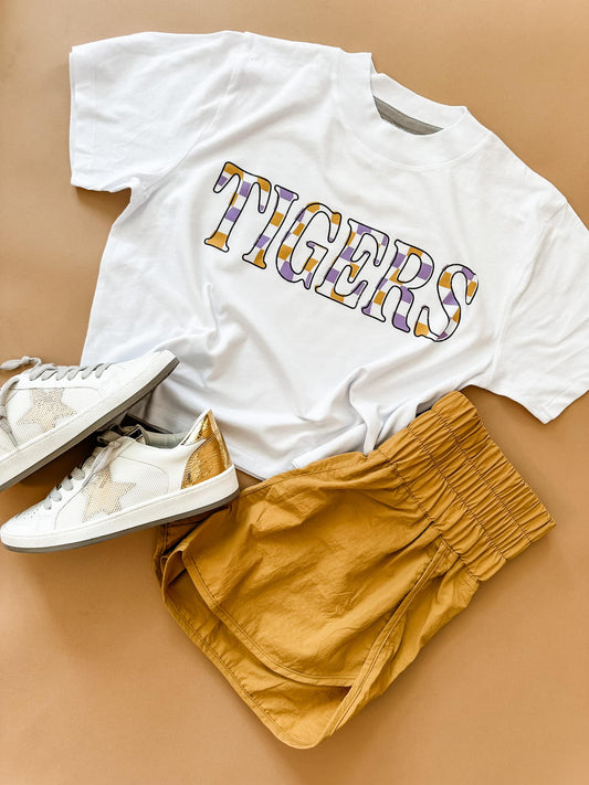 Springville Tigers Checkered | Mom Crop Tee-Adult Tee-Sister Shirts-Sister Shirts, Cute & Custom Tees for Mama & Littles in Trussville, Alabama.