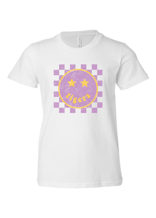 Springville Tigers Happy Checkered | Kids Tee-Kids Tees-Sister Shirts-Sister Shirts, Cute & Custom Tees for Mama & Littles in Trussville, Alabama.