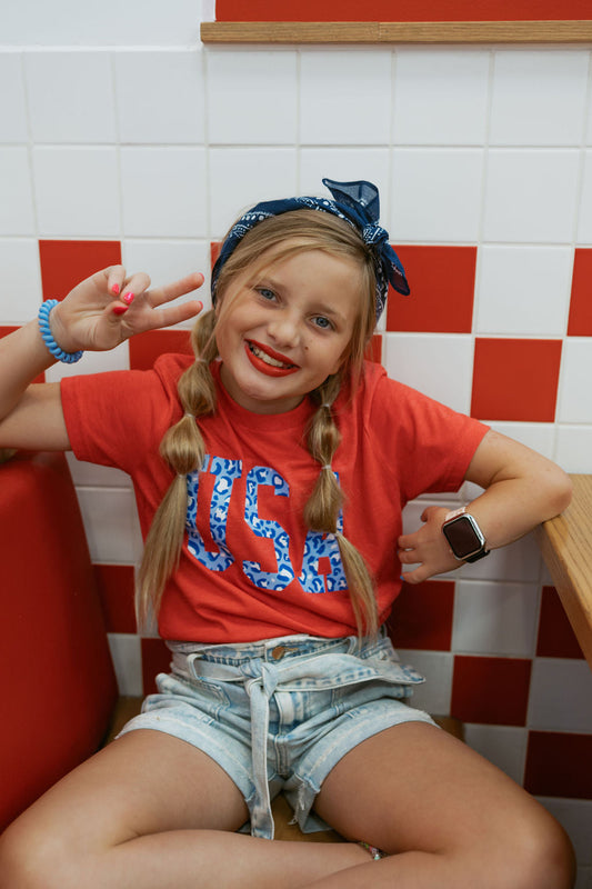 USA Leopard | Kids Tee-Kids Tees-Sister Shirts-Sister Shirts, Cute & Custom Tees for Mama & Littles in Trussville, Alabama.