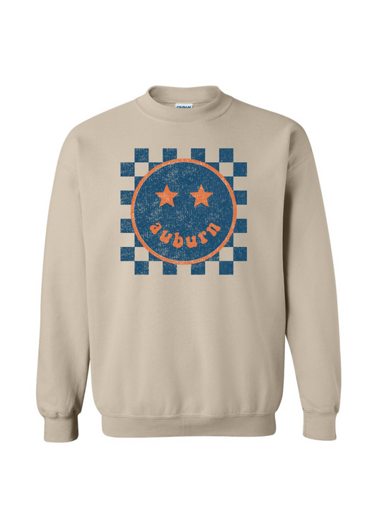 Auburn Happy Checkered | Adult Pullover-Adult Pullover-Sister Shirts-Sister Shirts, Cute & Custom Tees for Mama & Littles in Trussville, Alabama.