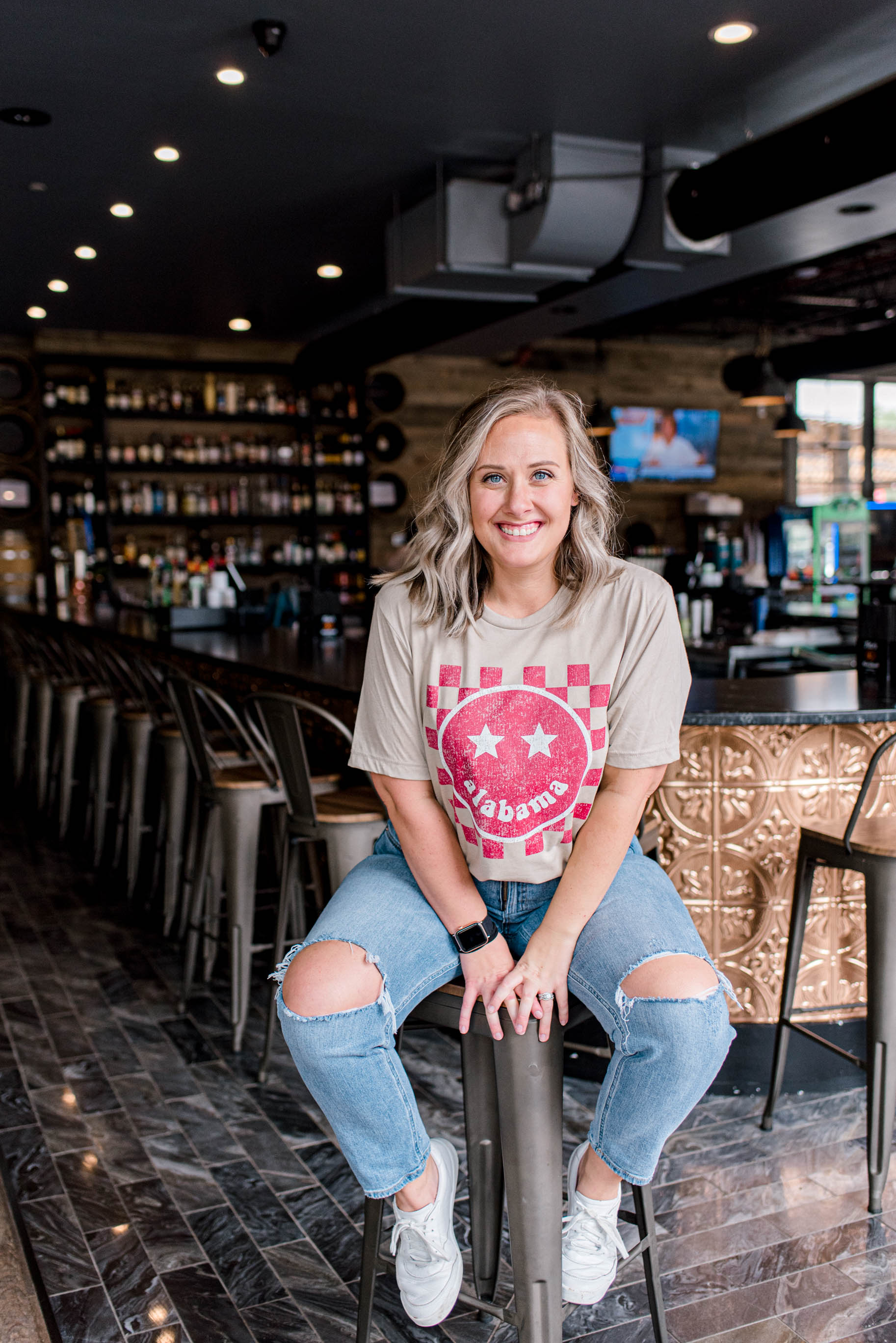 Alabama Happy Checkered | Adult Tee-Adult Tee-Sister Shirts-Sister Shirts, Cute & Custom Tees for Mama & Littles in Trussville, Alabama.