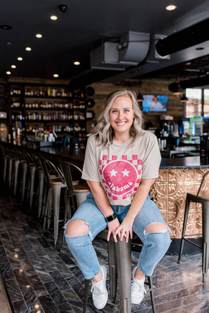 Alabama Happy Checkered | Adult Tee-Adult Tee-Sister Shirts-Sister Shirts, Cute & Custom Tees for Mama & Littles in Trussville, Alabama.