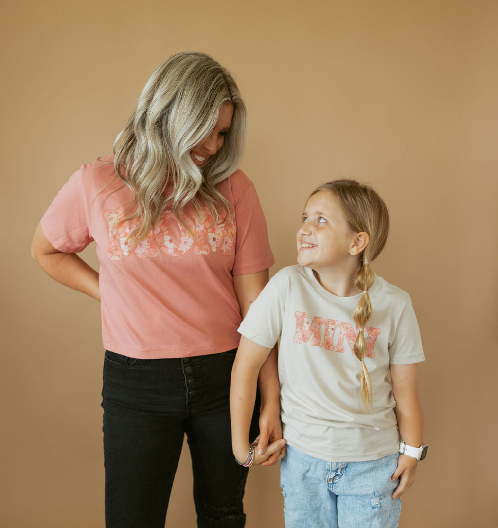 Floral Mom | Mom Crop Tee-Cropped Tees-Sister Shirts-Sister Shirts, Cute & Custom Tees for Mama & Littles in Trussville, Alabama.