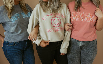 Motherhood University | Tee | Adult-Adult Tee-Sister Shirts-Sister Shirts, Cute & Custom Tees for Mama & Littles in Trussville, Alabama.