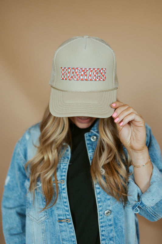Huskies Checkered | Adult Trucker Hat-Hats-Sister Shirts-Sister Shirts, Cute & Custom Tees for Mama & Littles in Trussville, Alabama.