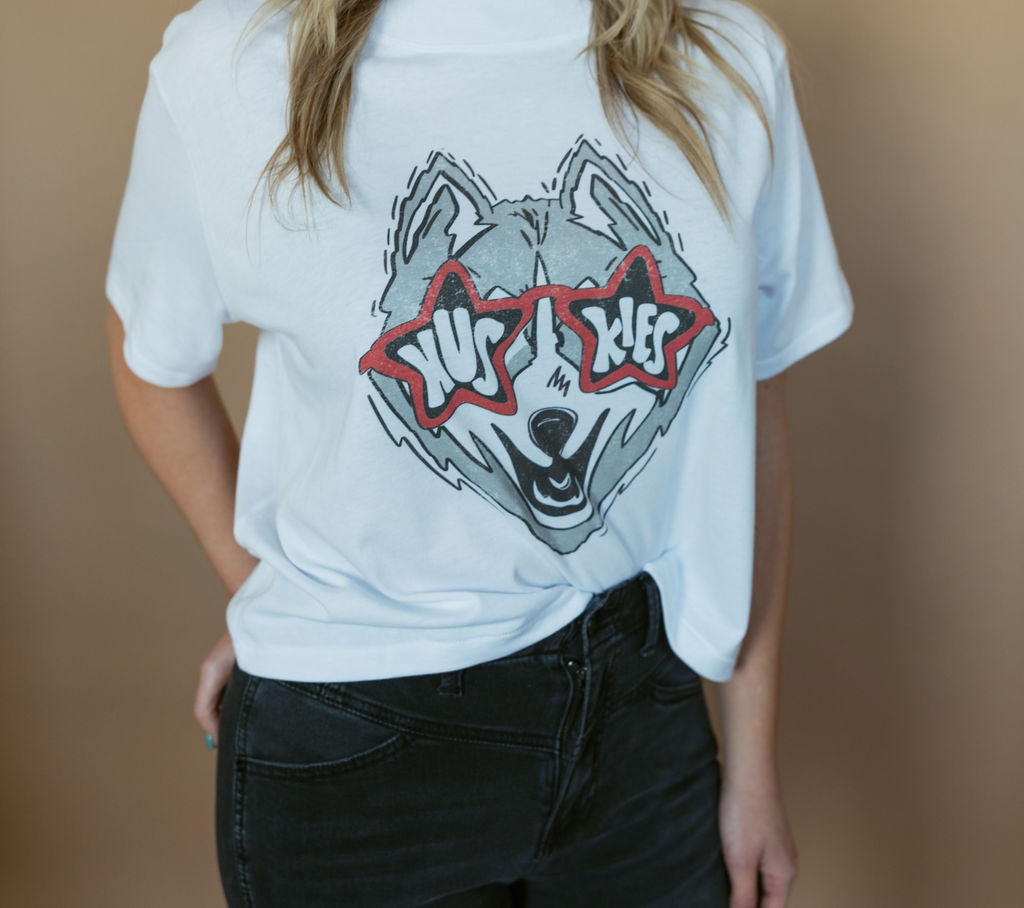 Huskies Glasses | Mom Crop Tee-Adult Tee-Sister Shirts-Sister Shirts, Cute & Custom Tees for Mama & Littles in Trussville, Alabama.