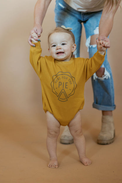 Here for the Pie | Sweatshirt Bubble Romper-Sister Shirts-Sister Shirts, Cute & Custom Tees for Mama & Littles in Trussville, Alabama.