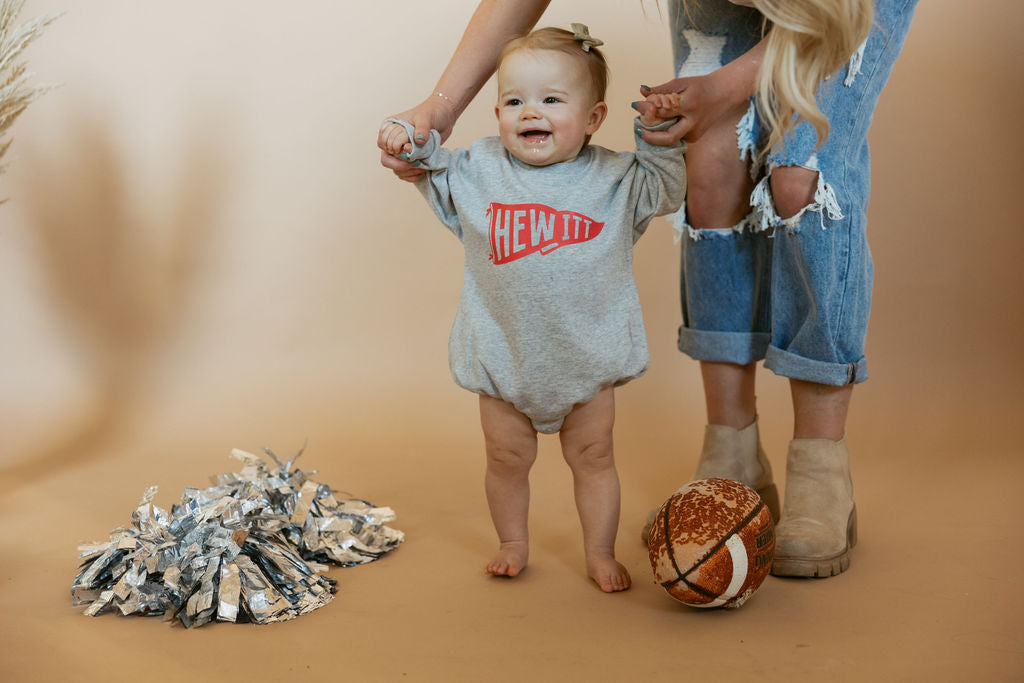 Hewitt Pennant | Sweatshirt Bubble Romper-Sister Shirts-Sister Shirts, Cute & Custom Tees for Mama & Littles in Trussville, Alabama.