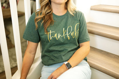 Thankful Gold Foil | Adult Tee-Adult Tee-Sister Shirts-Sister Shirts, Cute & Custom Tees for Mama & Littles in Trussville, Alabama.