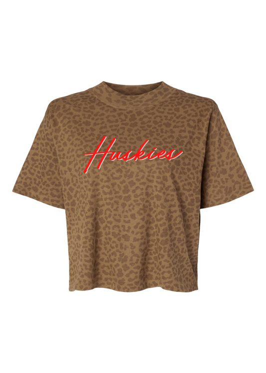 Cheetah Bayshore Huskies | Mom Crop Tee-Adult Tee-Sister Shirts-Sister Shirts, Cute & Custom Tees for Mama & Littles in Trussville, Alabama.