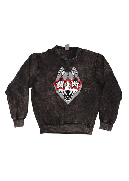 Huskies Glasses | Adult Mineral Wash Pullover-Adult Pullover-Sister Shirts-Sister Shirts, Cute & Custom Tees for Mama & Littles in Trussville, Alabama.