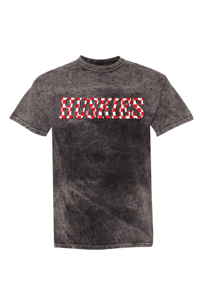 Huskies Checkered | Adult Mineral Wash Tee-Adult Tee-Sister Shirts-Sister Shirts, Cute & Custom Tees for Mama & Littles in Trussville, Alabama.