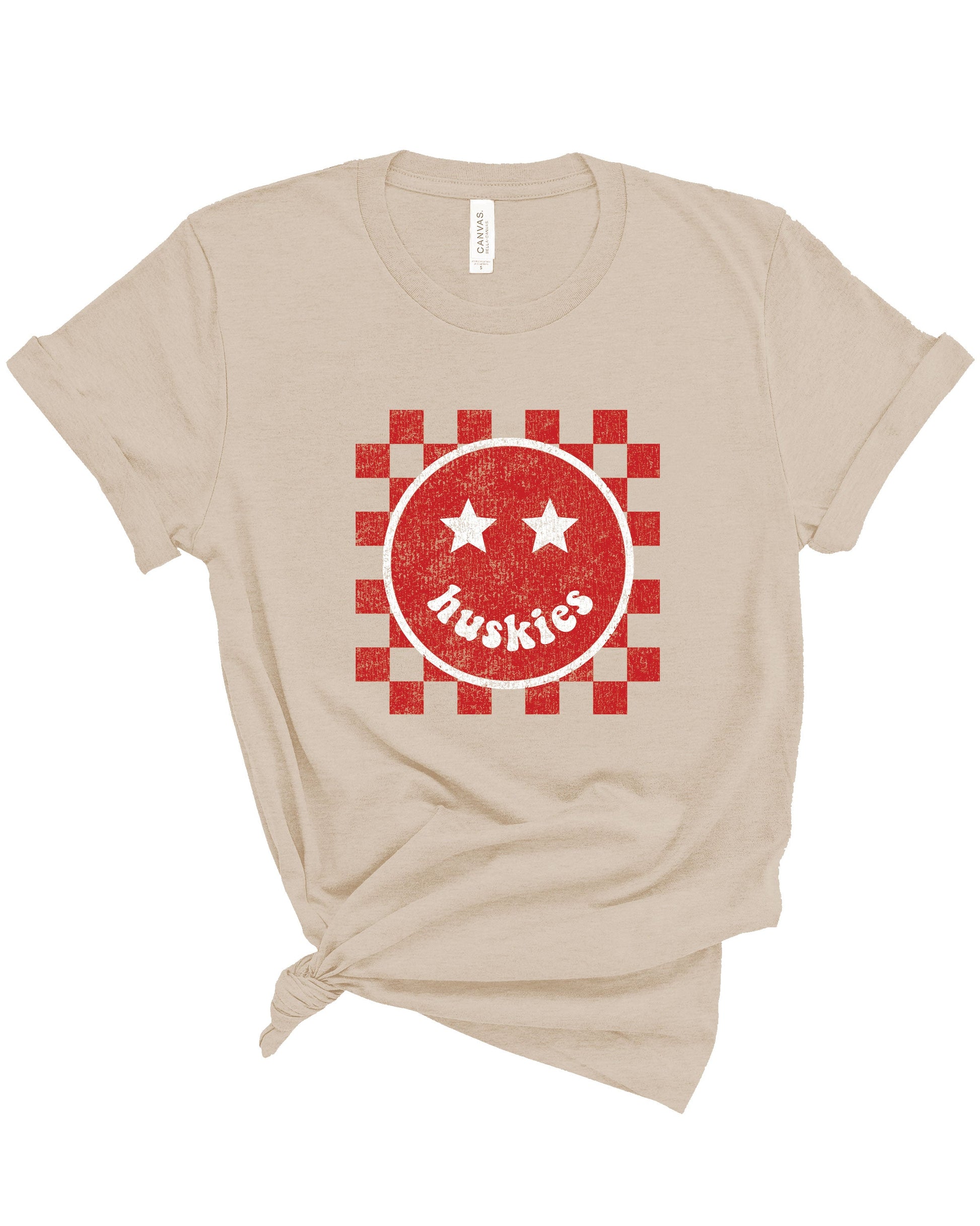 Huskies Happy Checkered | Adult Tee-Adult Tee-Sister Shirts-Sister Shirts, Cute & Custom Tees for Mama & Littles in Trussville, Alabama.