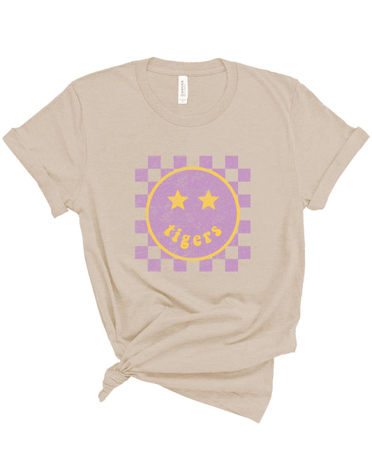 Springville Tigers Happy Checkered | Adult Tee-Adult Tee-Sister Shirts-Sister Shirts, Cute & Custom Tees for Mama & Littles in Trussville, Alabama.